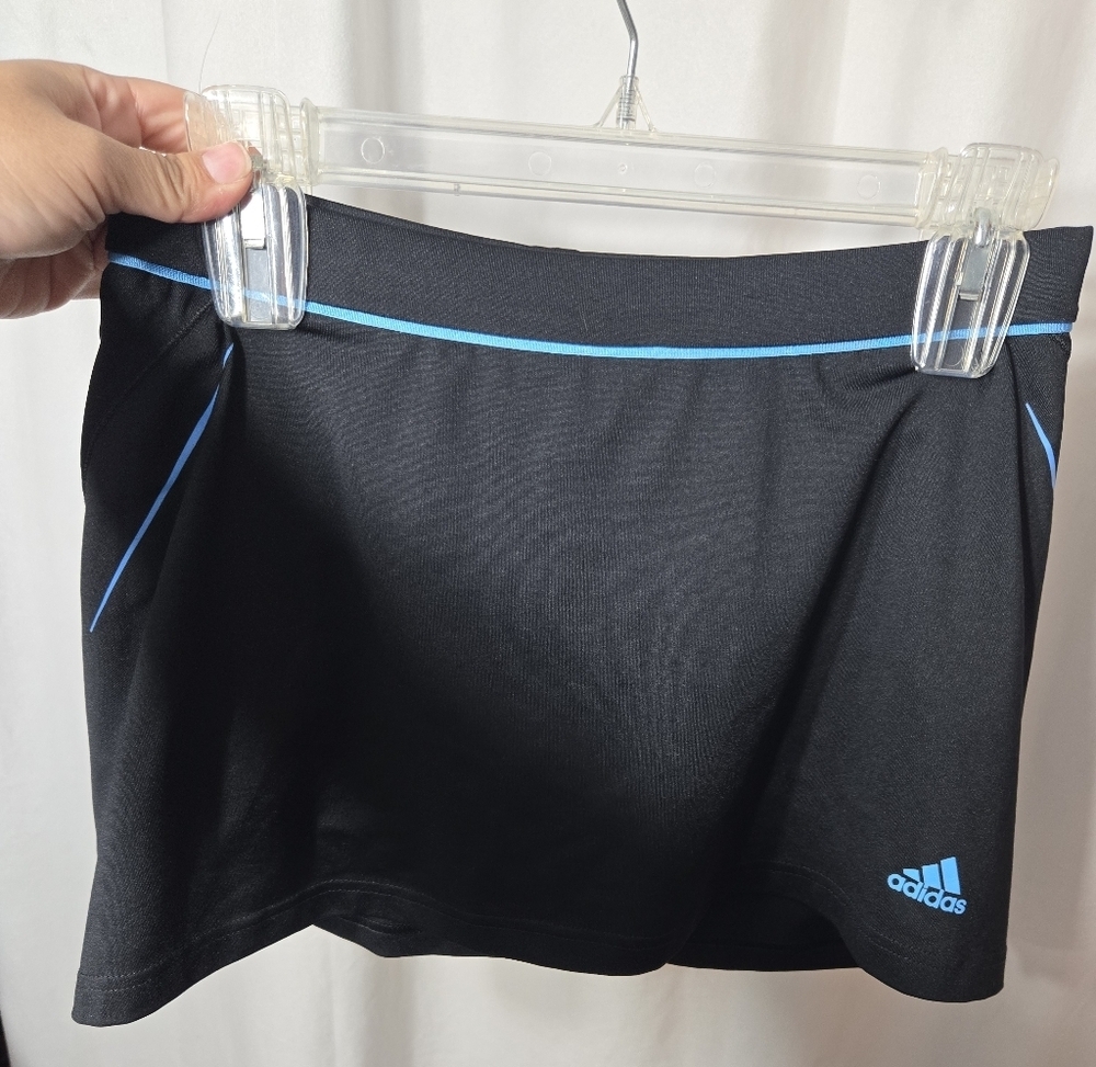 Adidas Black Mini Skort Sz Small Black/blue Built In Shorts - Picture 5 of 5